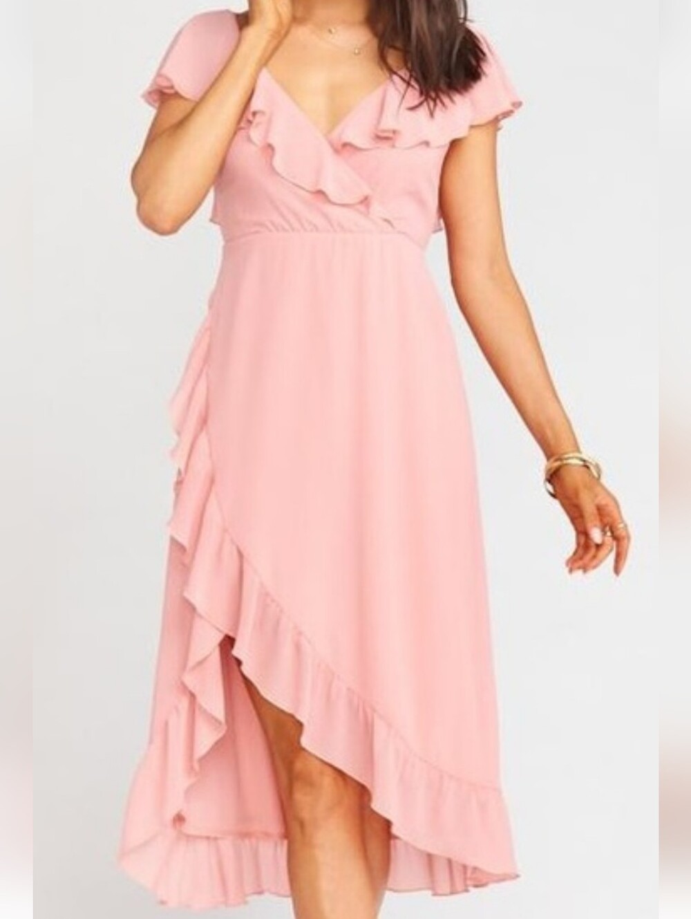 Show Me Your MuMu Blush Pink Ruffle High-Low Dress Size Medium